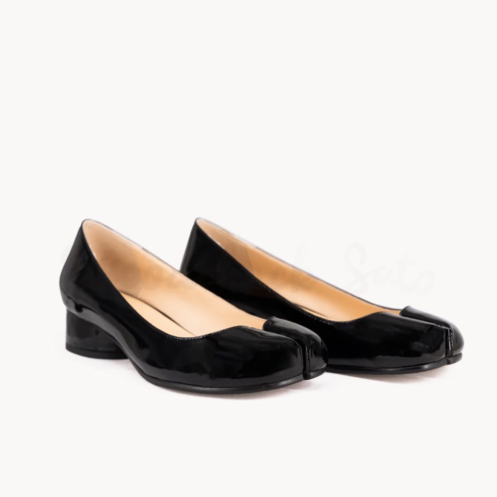 Black Leather Tabi Heels